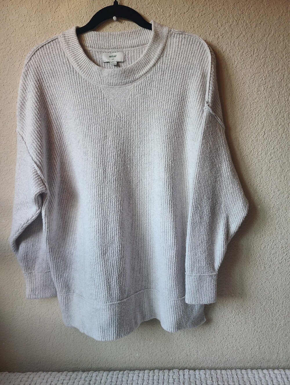 Aerie Oversized Crewneck Sweater in Light Gray Size S